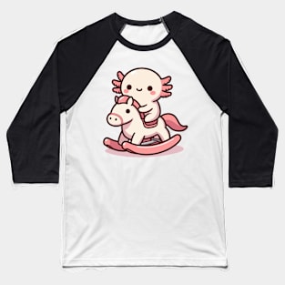 Cute axolotl on Rocking Horse Baseball T-Shirt